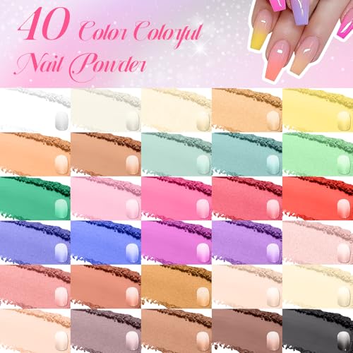 Image of 40 Colors Nail Pigment Powder Palette, Ombre Color Pigment Powder for Nails, Professional Nail Supplies Manicure DIY Accessories for Beginners Home, A