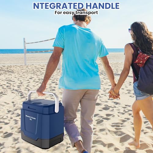 Image of 35QT Electric Cooler, Portable Car Refrigerator & Plug-In Cooler with 12V DC & AC Power, Travel Cooler for Camping, Road Trips, Truck Travel & Home Use, car fridge with Locking Handle
