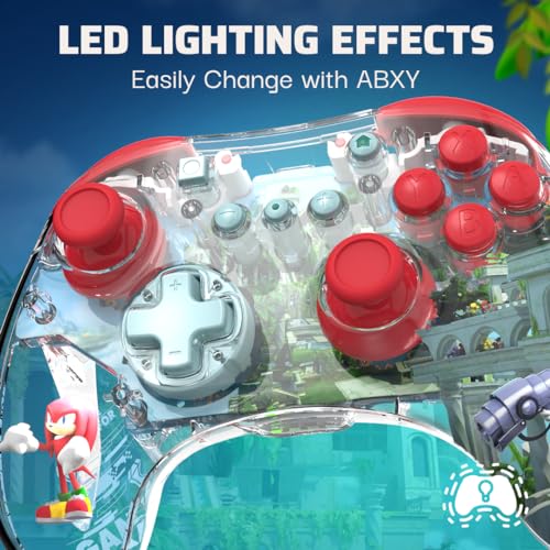 Image of PDP REALMz Wireless Nintendo Switch Pro Controller, Customizable LED, Rechargeable Battery Power, 30 Foot Range, Licensed by Nintendo and SEGA: Sonic Superstars (Knuckles Sky Sanctuary Zone)