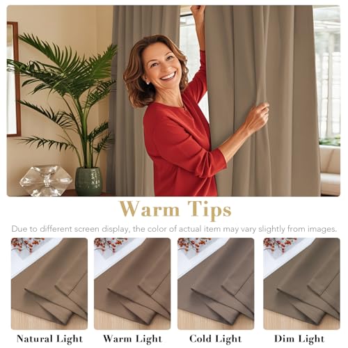 Image of H.VERSAILTEX Blackout Curtains Thermal Insulated Window Treatment Panels Room Darkening Blackout Drapes for Living Room Back Tab /Rod Pocket Bedroom Draperies (2 Panels, Macchiato, 52 x 63 Inch)