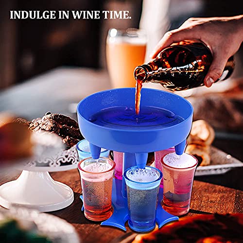 XYDZ 6 borrelglassdispensers en houders, drankdispenser met standaard, wijndispenser, wijndispenser, set, draagbare caddy wijndispenser, feestgeschenk, drinkspel (blauw) - Image 6