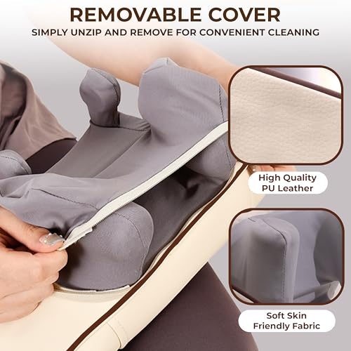 Image of Robustt Neck and Back Massager with Heating Mode, Massager for Body Aches and Pains Relief, Electric Wearable 6D Cervical Neck Massage Machine for Deep Tissue Neck, Back, Waist and Legs - Beige