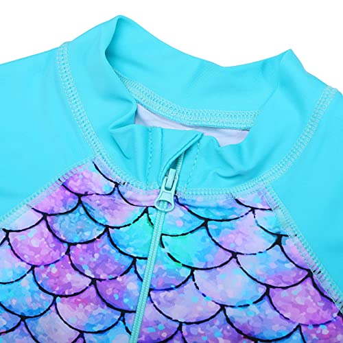 Xfgirls Girls One Piece Zip Sunsuit Upf 50+ Sun Protection Quick-Dry Swimsuit Green Fishscale, 3-4T #TOP2