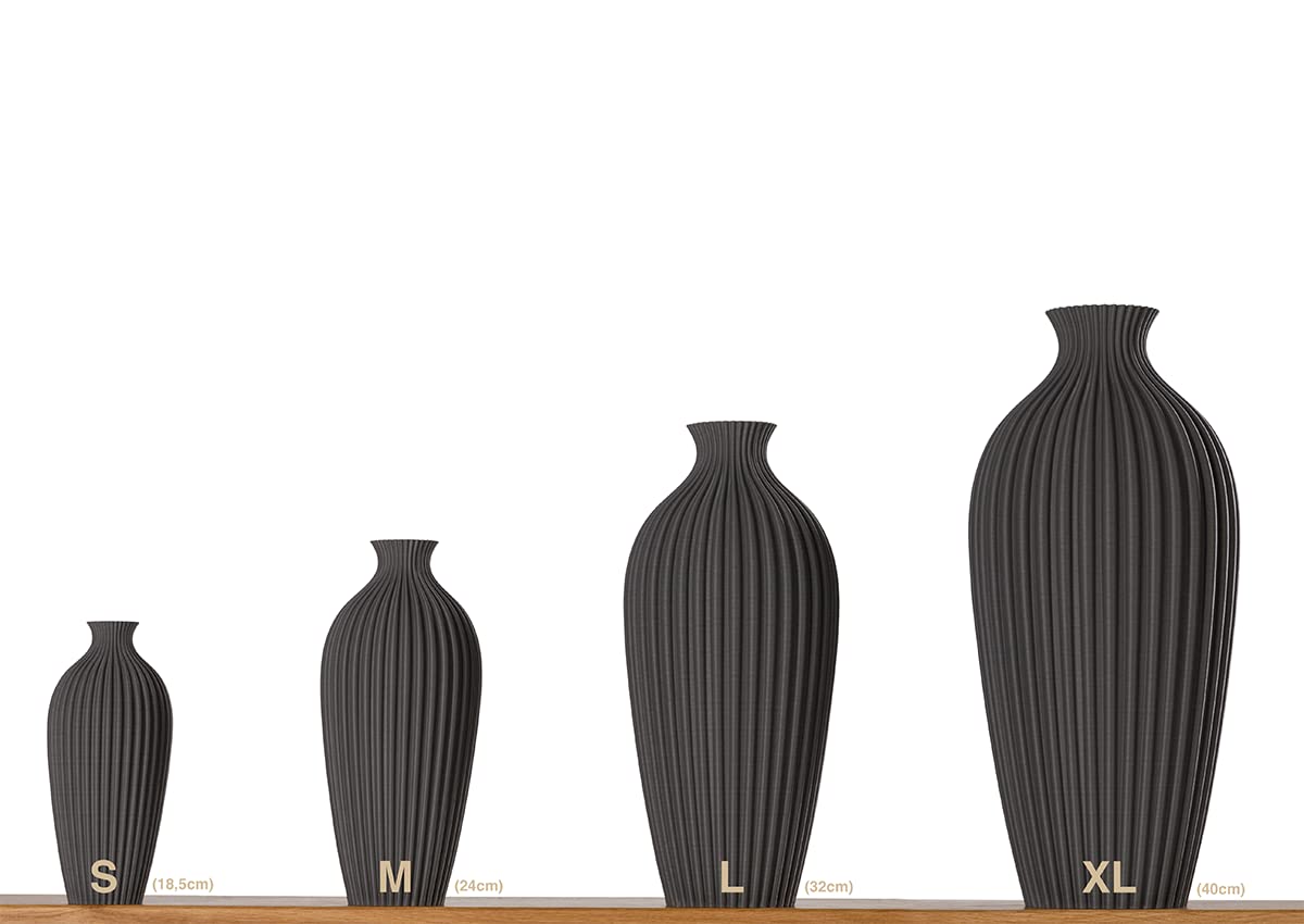 Dekovase Saskia XL 38cm Bodenvase Dunkelgrau Vase Pampasgras Trockenblumen