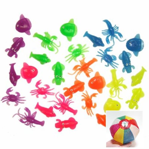 縁日すくい ぷかぷかシーアニマル(35-70mm) 100個入り / お楽しみグッズ(紙風船)付きセット
