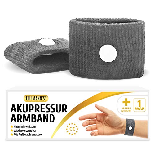 2 x Pulsera de Acupresión | contra náuseas & Enfermedad de Mar | Adecuado para embarazadas | con caja, elástica & gewebtes banda acupresión (en 1 a Calidad de Tillmann 's Alemania