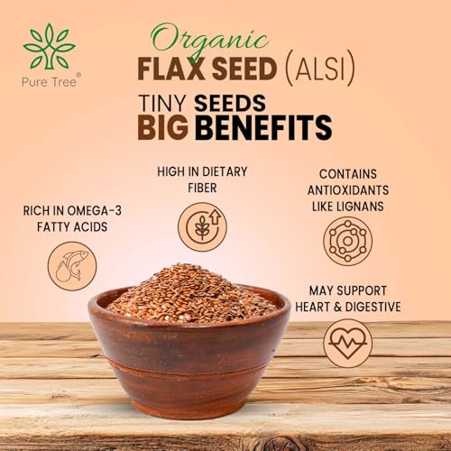 Image of Pure Tree Certified Organic Alsi Seeds | 1.8 Kg / 1800 g | Flax Seeds | Aviselu Seeds Linseed | Plant Based Omega 3 | For Salads, Smoothies Healthy Snacks, Granola