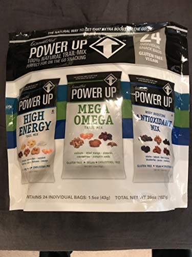 Power Up Trail Mix 100% Natural, Mega Omega Trail Mix, High Energy Trai Mix, Antioxidant Trai Mix, Variety Pack 24ct