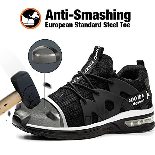 Image of Kezhiho Steel Toe Shoes for Women Air Cushion Lightweight Work Shoes Comfortable Breathable Puncture Proof Slip Resistant Sneakers Indestructible Construction Industrial Safety Shoes