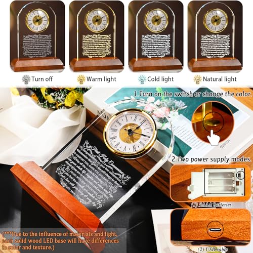 Image of Ornalrist First Holy Communion Gifts for Girls Boys, Glass Clock for First Communion Baptism Gifts for Granddaughter Goddaughter with Wooden Light Base, Christening Christian Gift Ideas