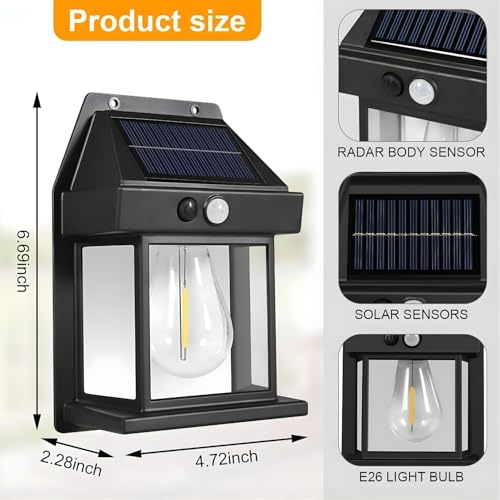 Image of Solar Wall Lights Outdoor | Motion Sensor Waterproof LED 3 Modes Sconce Solar Lamp | Auto-Charging Exterior Security Light for Porch, Patio, Garden, Balcony & Pathway (1)