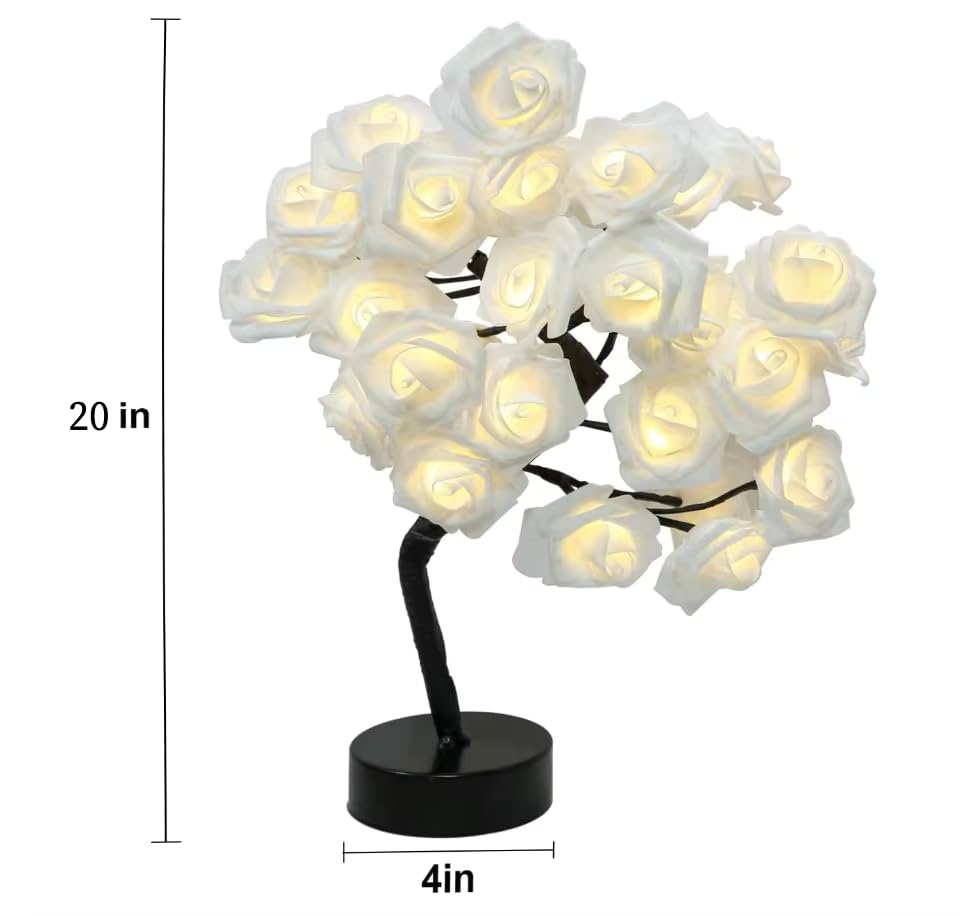 Dayish Tabletop Bonsai Tree Light/DIY Artificial Rose Tree Light LED Lamp/Sparkly Shimmer Tree for Decoration, Festival, Holiday - USB Operated (Warm White) 4