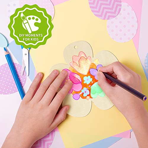 Large Size 7" Wooden Spring Ornaments To Paint, Flower Wooden Diy Blank Unfinished Round Wood Discs Ornament For Crafts Hanging Decorations(10Pcs) #TOP5