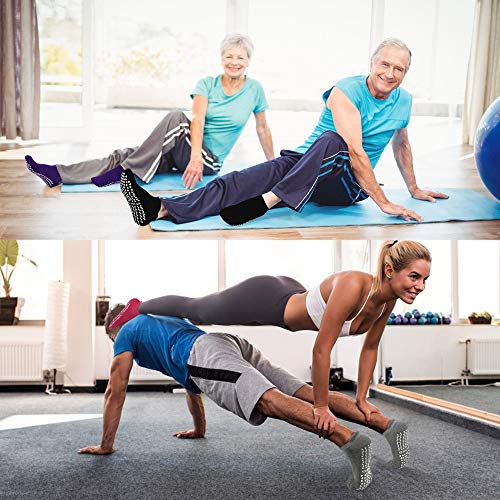 Tphon Non Slip Anti Skid Socks with Grips for Yoga Pilates Barre Fitness, Hospital Home Sticky Slipper Socks for Women Men4