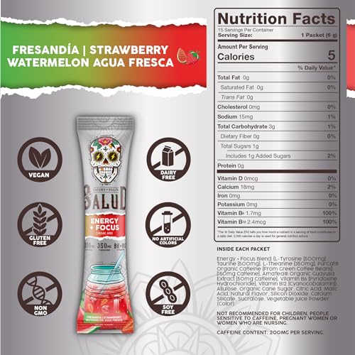 Image of Salud 2-in-1 Energy Drink Powder + Focus, Strawberry Watermelon