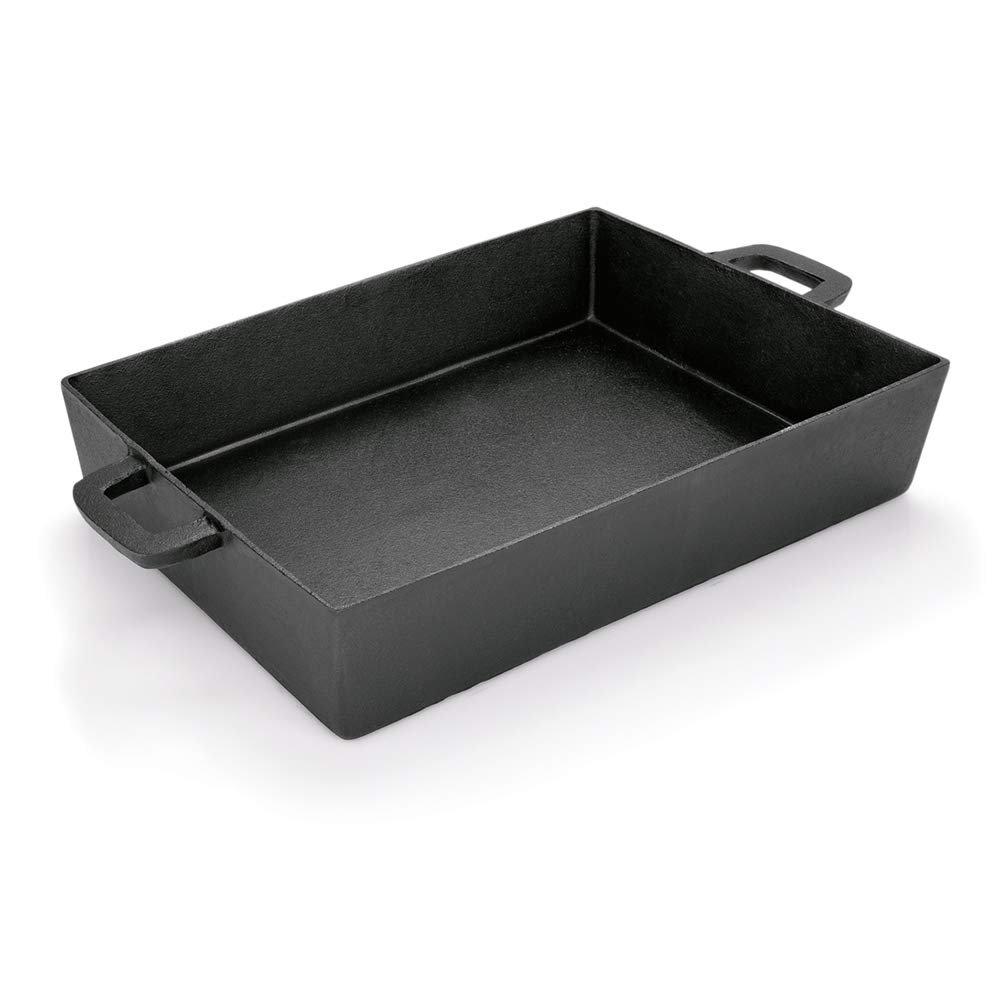 WAS 3533 400 Gusseisen Bräter mit 2 Angegossenen Griffen, 40cm Länge, 28cm Breite, 7.5cm Höhe