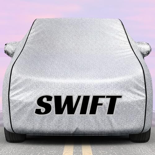 Image of Kings of Cover New Silver 100% Waterproof Swift Car Cover | Polyester Car Body Cover for Rain & Sun | UV Protection, Dustproof, Scratch Resistant, Windproof, Heat Resistant, Custom Fit