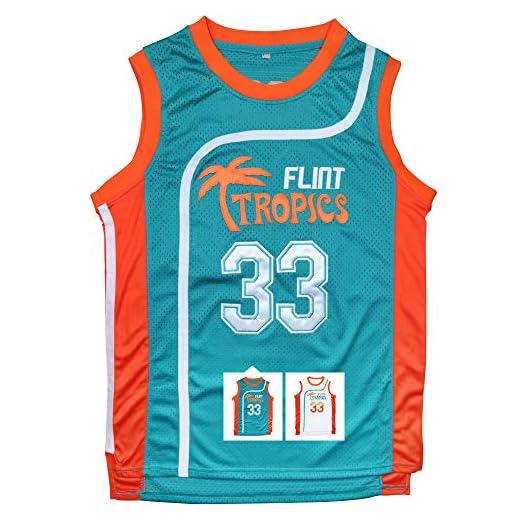Micjersey Flint Tropics Jersey Moon 33 Basketball Jerseys for Men S-XXXL (Green, S)