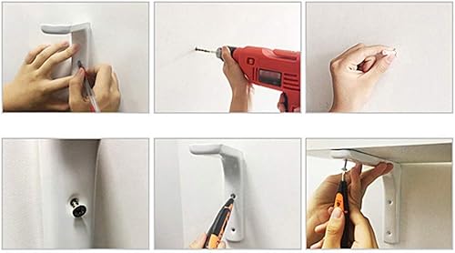 Miniatura 9 de Soporte de estante de metal flotante en forma de L para montaje en pared, soporte de estante en ángulo recto para sala de estar, estudio, sala de