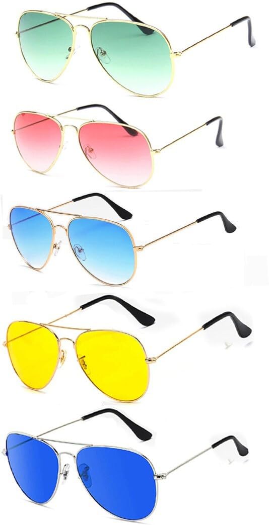 UV Protected Aviator Sunglasses for Men & Women | Stylish Full-Rim Cover Eyewear for Driving, Cycling, Sports | Lightweight Flexible Optical Frame for All-Day Comfort & Selfies (Multi)-image-4