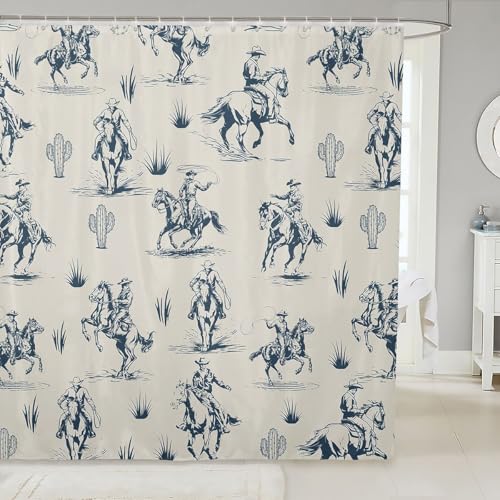 Feelyou Western Shower Curtains Rustic Cowboy Bathroom Curtain for Kids Women Men Southwestern Vintage Country Bathroom Accessories Waterproof Polyester Fabric for Stalls Bathtubs 72"x84"
