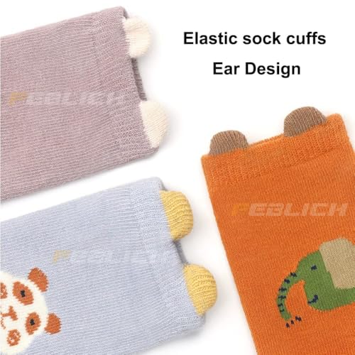 Image of 5Pcs Set Non-Slip Baby Socks Summer Season For 0-3 Years, Anti Slip Grip Ankle Socks With Non Skid Soles Infants, Baby Socks With Grip For Toddler Baby Girl Boys Cartoon Socks