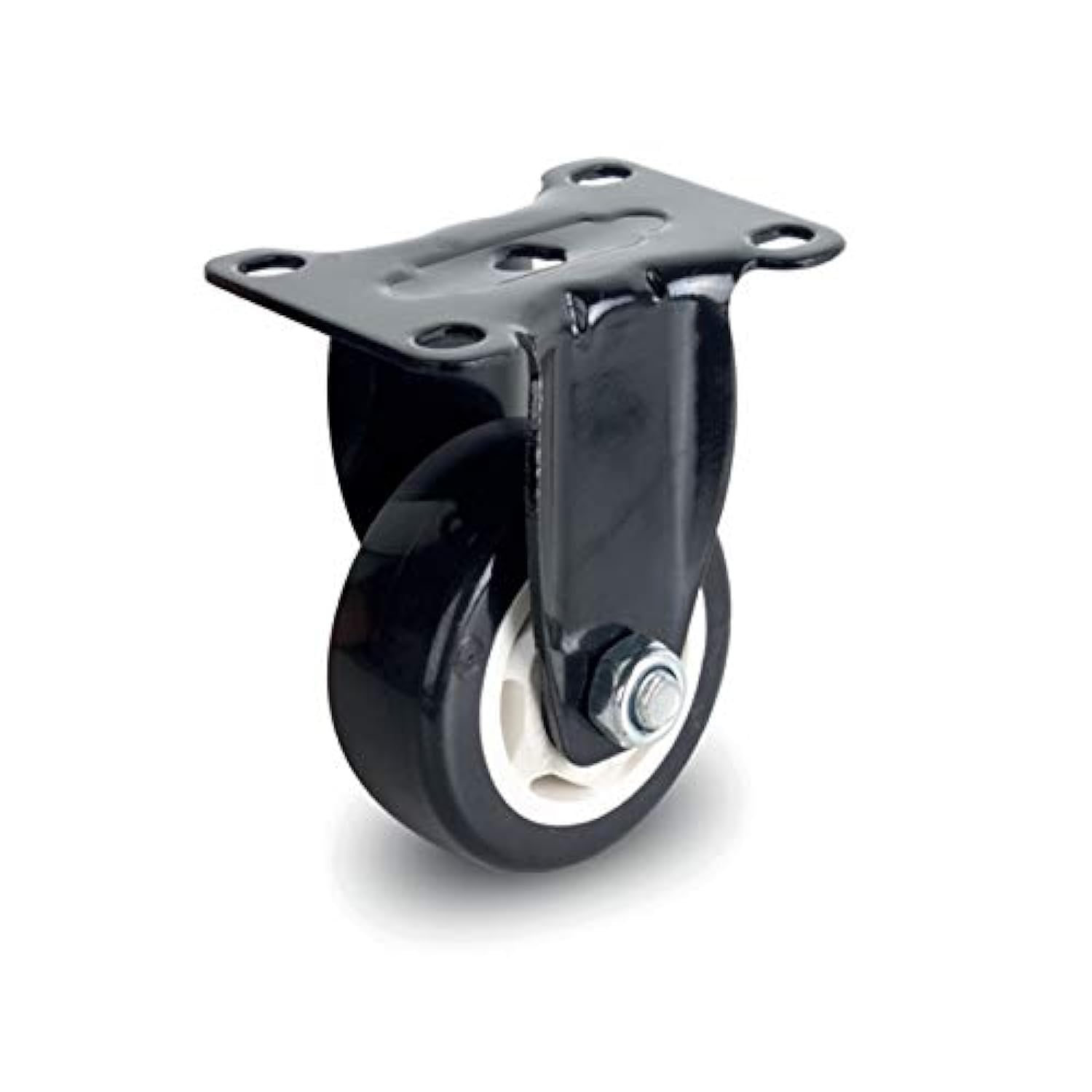 1pc 40-75 mm (1.5"-3") NSF Germany Black Polyurethane PVC Hub Double Ball Bearing Caster Wheel for Trolley/Furniture | Load Capacity 50-80 kg (40 mm, Fixed)
