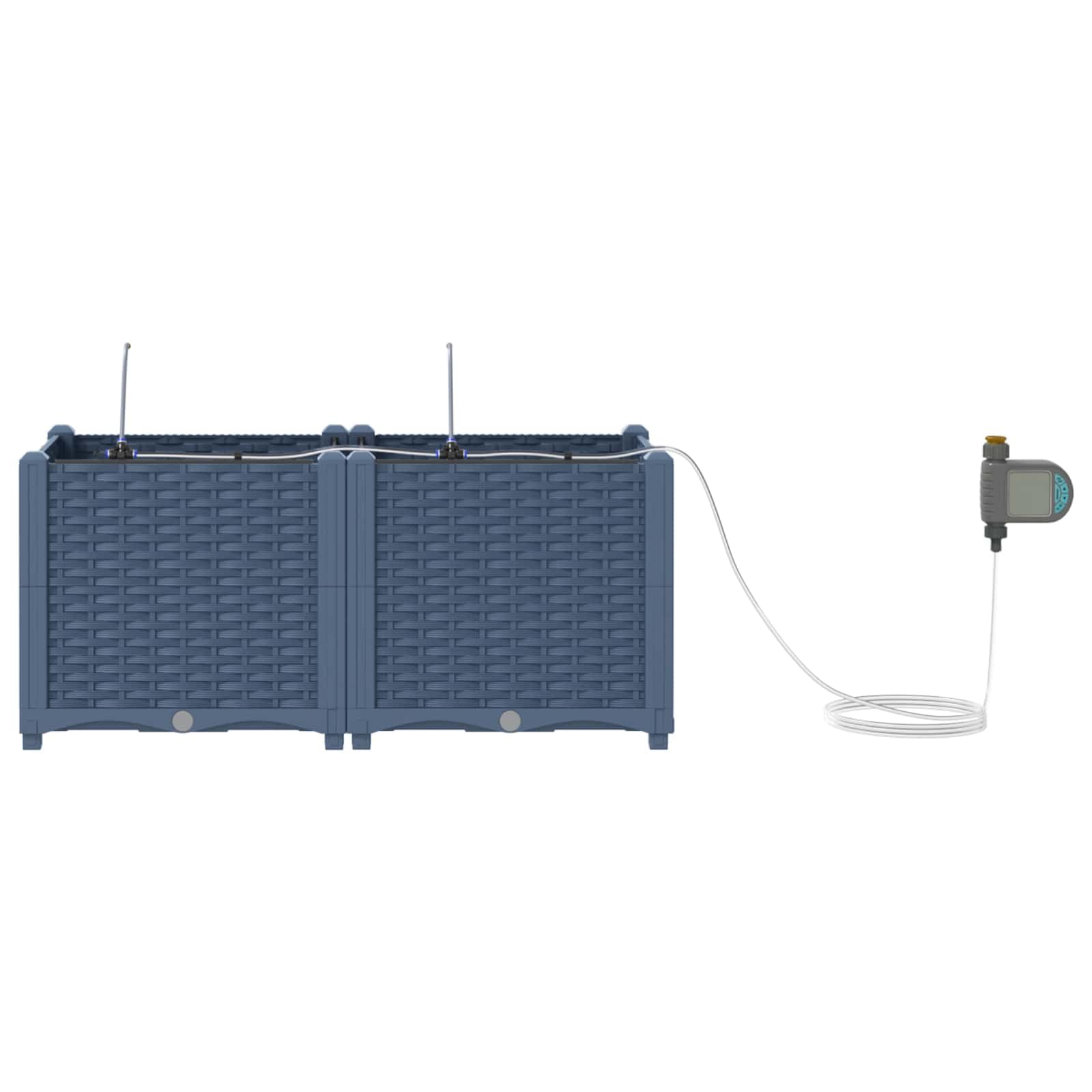 Maceta rectangular gris 80 x 40 x 37,5 cm PP 2 unidades | Resistente a la intemperie, diseño moderno, para terraza y jardín, fácil montaje