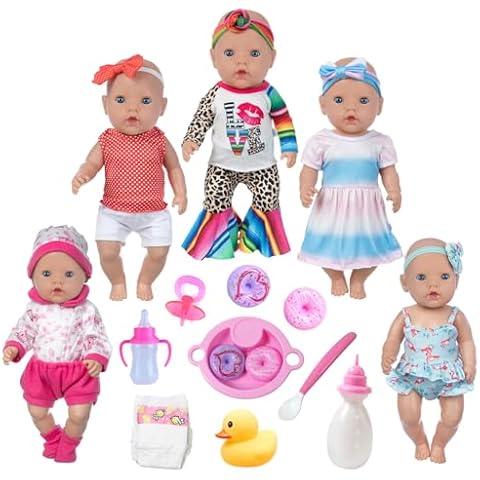 ZQDOLL 22 Pcs 14-16 inch Baby Doll Clothes Dress and Accessories Include 5 Set Doll Clothes with Doll Backpack Mini Phone ，Pillow Eye Mask fits 43cm New Born Baby Dolls, American 18 Inch Doll Cover