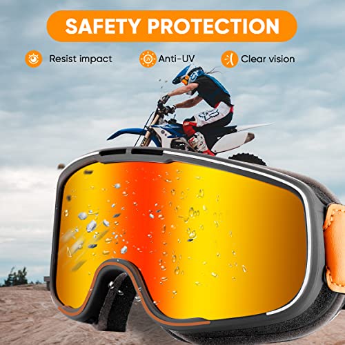 T6 2 Pack Motorcycle Goggles Motocross Goggles Dirt Bike Ski Goggles Atv Goggles Riding Glasses Uv Protection Windproof Dustproof Anti Fog Racing Goggles For Men Women Youth #TOP1