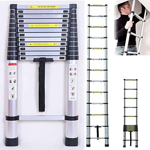 Escalera telescópica retráctil Plegable telescópica Recta de Aluminio de 5 Metros Pies...