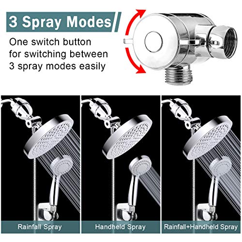 Taiker Filtered Shower Head, High Pressure Rainfall Shower Head/Handheld Shower Filter Combo, Luxury Modern Chrome Plated with 60'' Hose Anti-leak with Holder (Silver) - Thumbnail 5