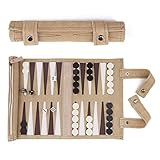 SONDERGUT - Backgammon de Viaje en Piel Natural (Beige)