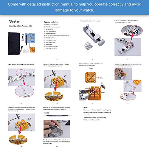 Vastar Watchband Link Remover Tool - Watch Repair Kit, 29 Pieces Watch Link Remover Kit