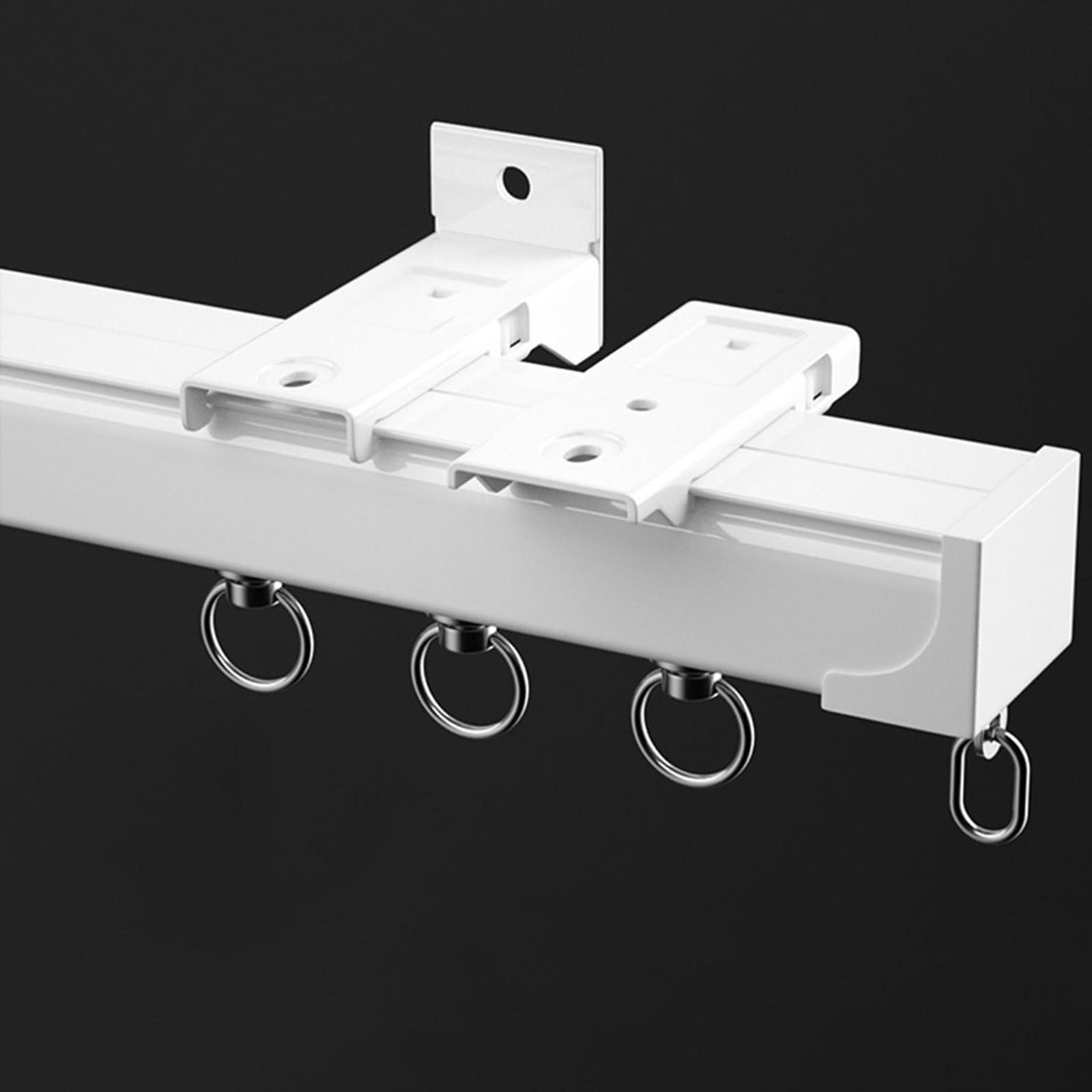 Heavy Duty Ceiling Curtain Track Wall Mount Curtain Rail 2.6mm Thick Curtain Rod(Color:White,Size:B-250cm(2 * 125cm))