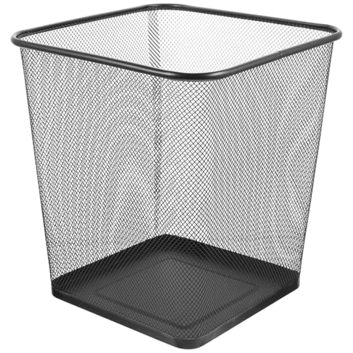 Image of GANAZONO Black Mesh Square Trash Cans, Waste Basket with Open-Top for Office, Home, Kitchen
