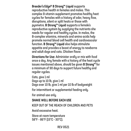 Revival Animal Health Breeder’s Edge – B Strong – B Vitamin, Iron and Mineral Supplement – Vitamin B for Dogs, Cats, Puppies & Kittens – 8 oz Liquid Revival Animal Health Breeder’s Edge – B Strong – B Vitamin, Iron and Mineral Supplement – Vitamin B for Dogs, Cats, Puppies & Kittens – 8 oz Liquid