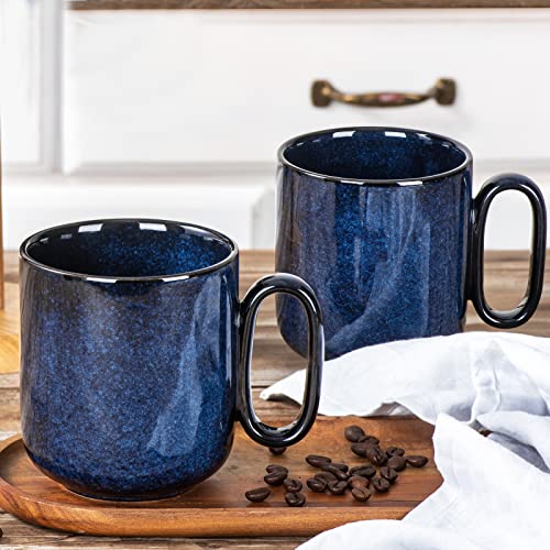 Vicrays Ceramic Coffee Mug Set - 18 Ounce Large Stoneware Mug For Men Women - Unique Glazed Porcelain Mugs With Handle For Coffee Latte Tea Milk Cocoa - Set Of 4 (Blue) #TOP4