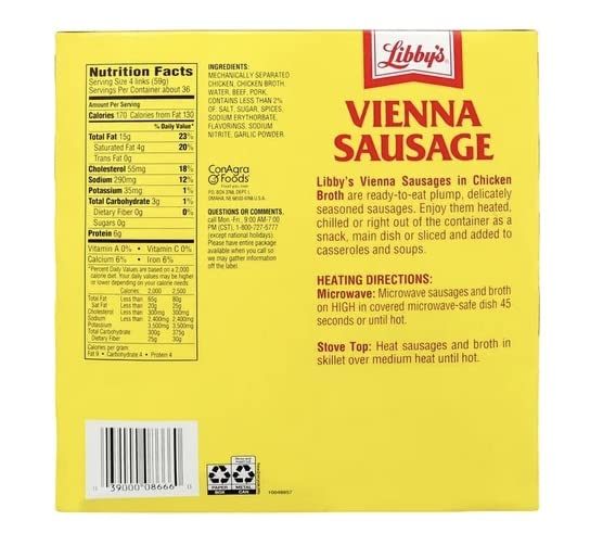Libby's Hawaiian Vienna Sausages, Canned Sausage 4.6 Oz (Pack of 18)
