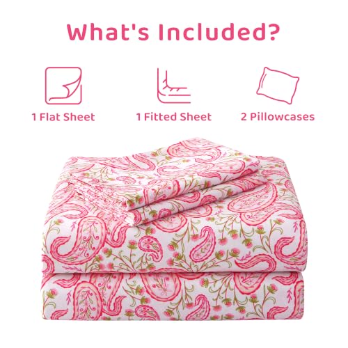 Image of Mooreeke Cozy Floral Paisley Microfiber Printed Full Sheet Set