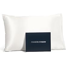 Fishers Finery 19mm 100% Pure Mulberry Silk Pillowcase, Quality Tested (White, S)
