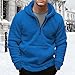 Mens Fuzzy Sherpa Jacket Pullover Hoodie 1/4 Zip Sweatshirt Fashion Pea Coat Sherpa Jacket Blue XX-Large
