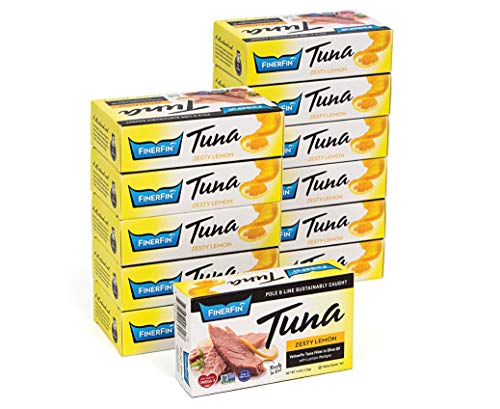 Finerfin Yellowfin Tuna Salad In Organic Olive Oil | Zesty Lemon Flavor | Premium Canned Tuna Fish With Evoo | Gourmet Ready-To-Eat Wild-Caught Fillets | 4.4Oz Can - 12 Pack #TOP19