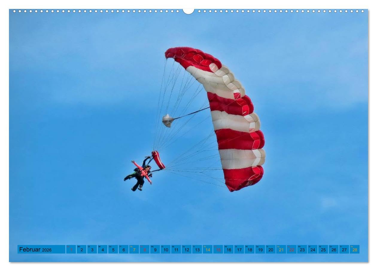 Fallschirmspringen - Mut und Abenteuer (Wandkalender 2026 DIN A2 quer), CALVENDO Monatskalender: Fallschirmspringen - eine unglaublich extreme, aber auch faszinierende Erfahrung. (CALVENDO Sport)
