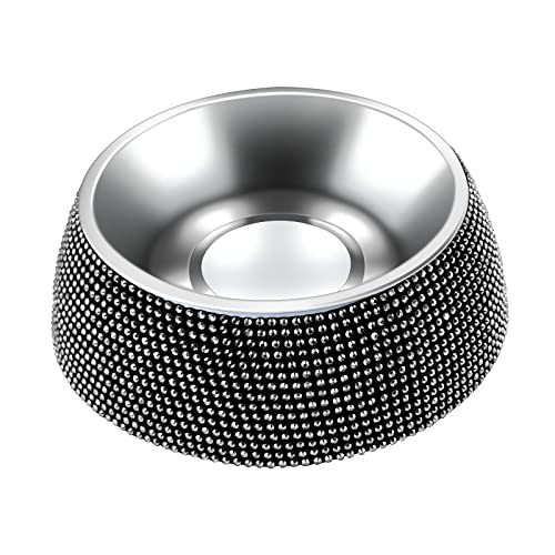 eing Ciotole per cani, ciotole per animali domestici in acciaio inossidabile con strass luccicanti, ciotole per animali domestici con base in gomma antiscivolo per cuccioli e gatti, cani (320 ml, 1