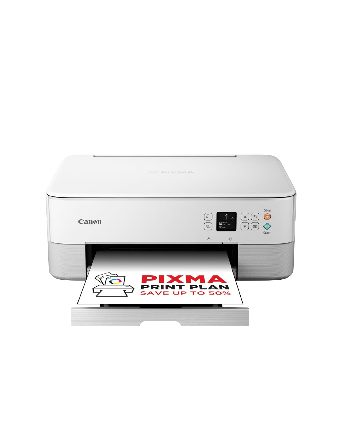 Canon PIXMA TS5351i Multifunktionsdrucker 3in1 Drucker/Kopierer/Scanner, WLAN, Randlosfotos, kabelloses Drucken/Scannen via Cloud + Smartphone, Duplex, 2. Einzug, PIXMA Print Plan kompatibel, weiß