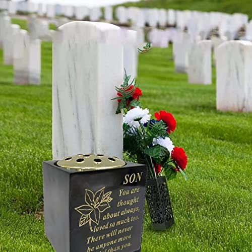 PHG Elegant Grave Box Flower Holder with Personalised Saying | Square ...