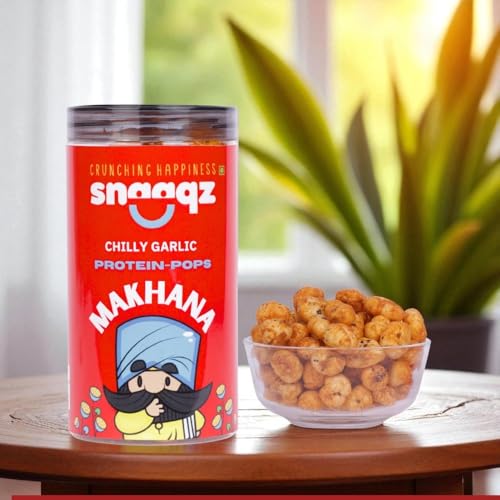 Image of SNAAQZ Roasted Makhana Combo - Cheese & Herbs + Chilly Garlic | Roasted Not Fried | High Protein Vegan Snack | Gluten-Free Foxnuts | Healthy Tiffin Snack | Spicy Cheesy Makhana | Air-Popped Munchies