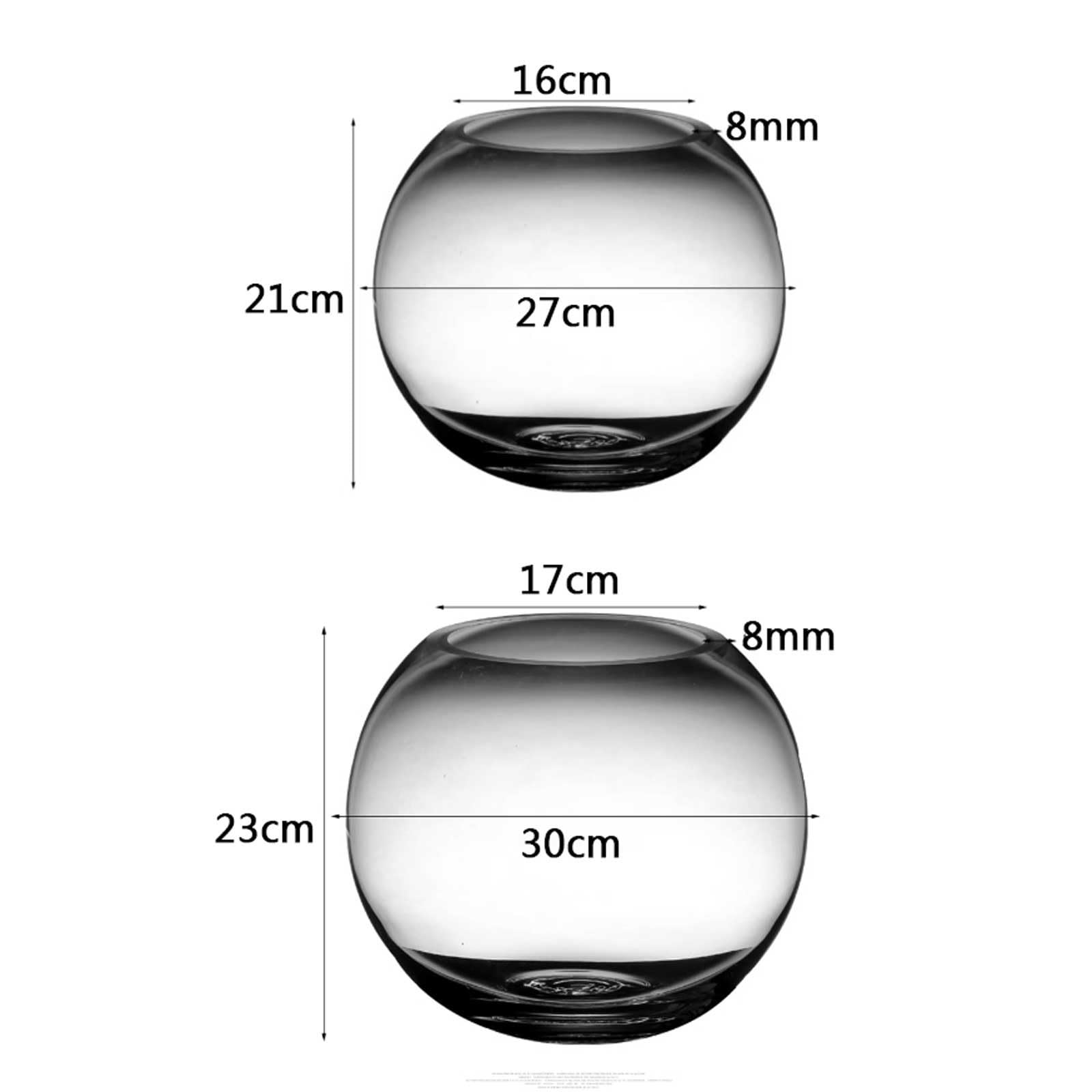 Acuario Tanque de Peces de Vidrio Transparente Engrosado, Tanque Redondo Grande for Peces, Acuario de Escritorio, Tanque de Peces for Sala de Estar, Tanque de Tortugas Peces Acuario(Grande)