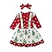 Wlabe 2 pièces Enfant en Bas âge bébé Filles Tenue de noël à Volants à Manches Longues T-Shirt Hauts + Jupe à Bretelles Ensemble Automne Hiver vêtements 0-2 Ans